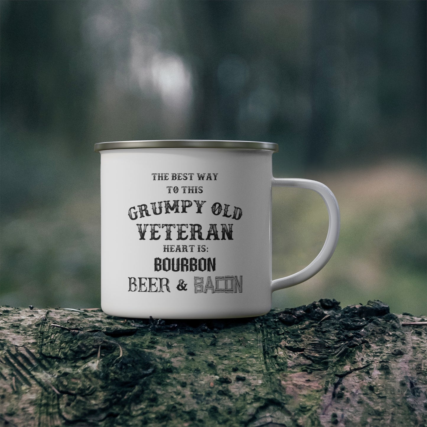 Grumpy Old Veteran Enamel Camping Mug