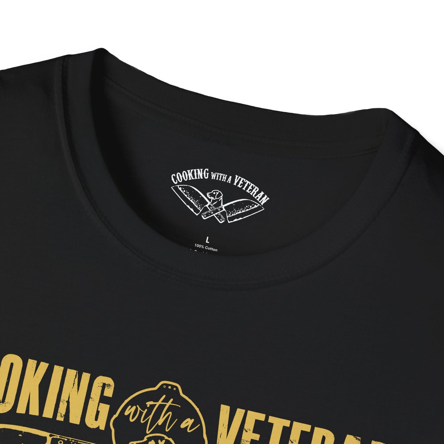 Cooking with a Veteran Gold Logo Unisex Softstyle T-Shirt