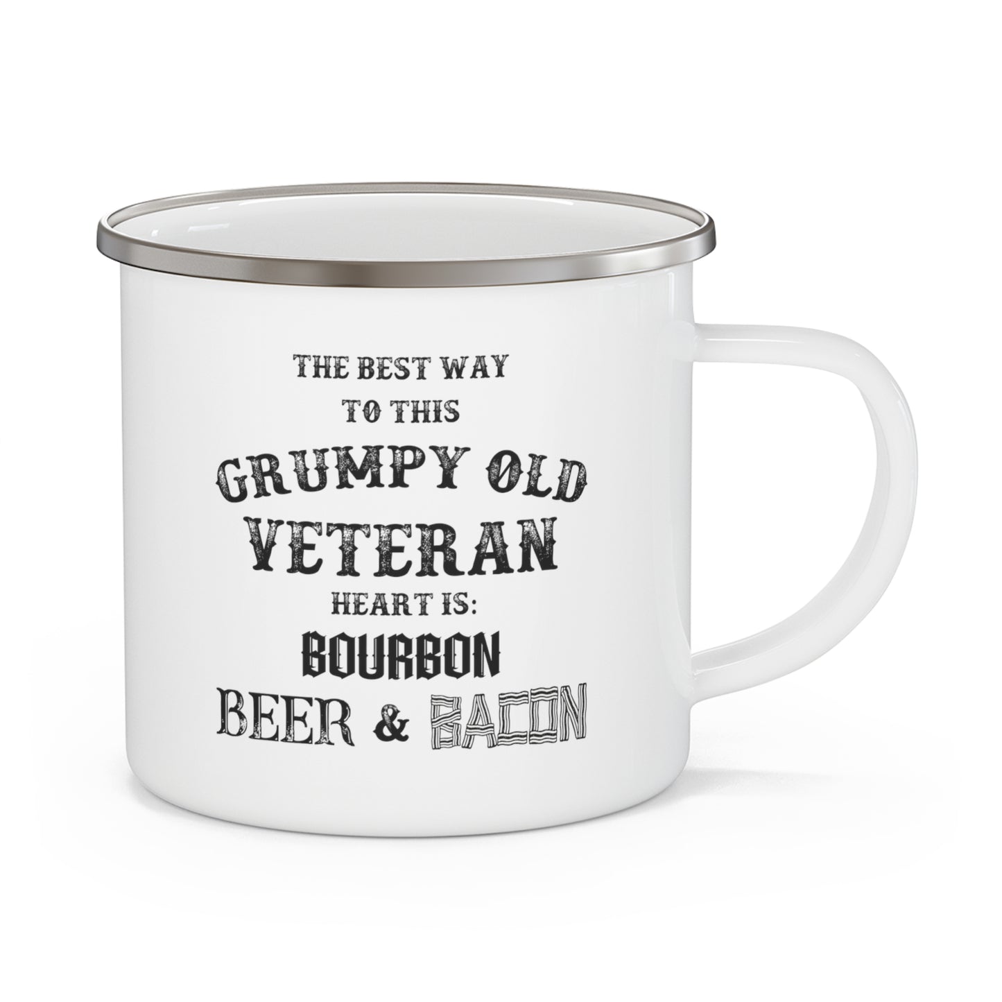 Grumpy Old Veteran Enamel Camping Mug