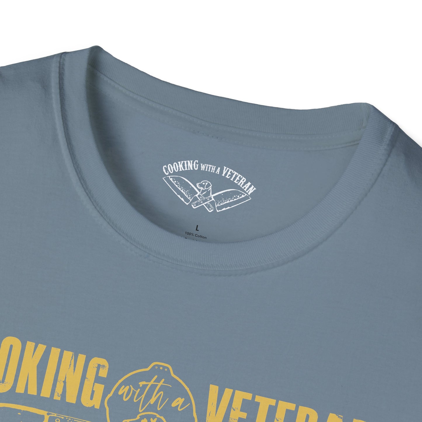 Cooking with a Veteran Gold Logo Unisex Softstyle T-Shirt