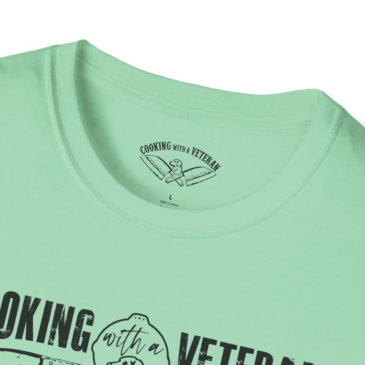 Cooking with a Veteran Black Logo Unisex Softstyle T-Shirt
