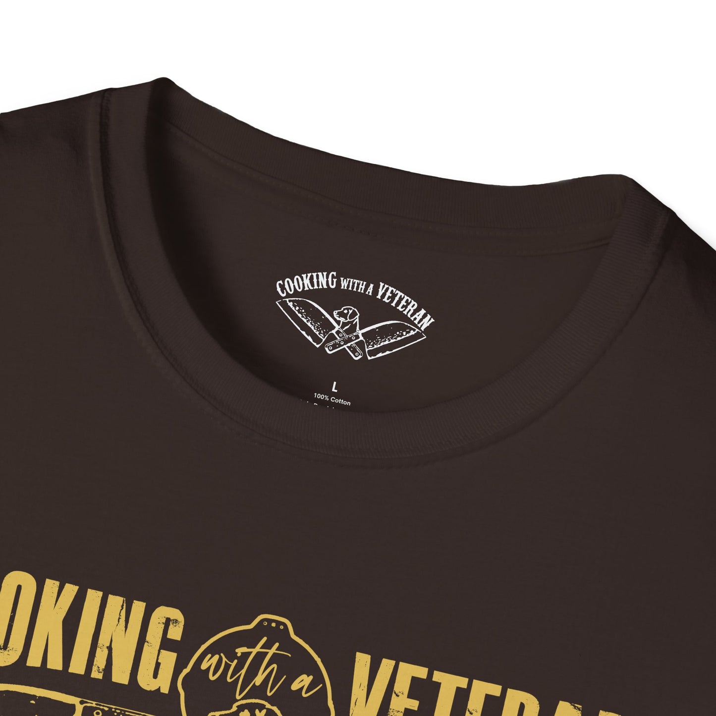 Cooking with a Veteran Gold Logo Unisex Softstyle T-Shirt