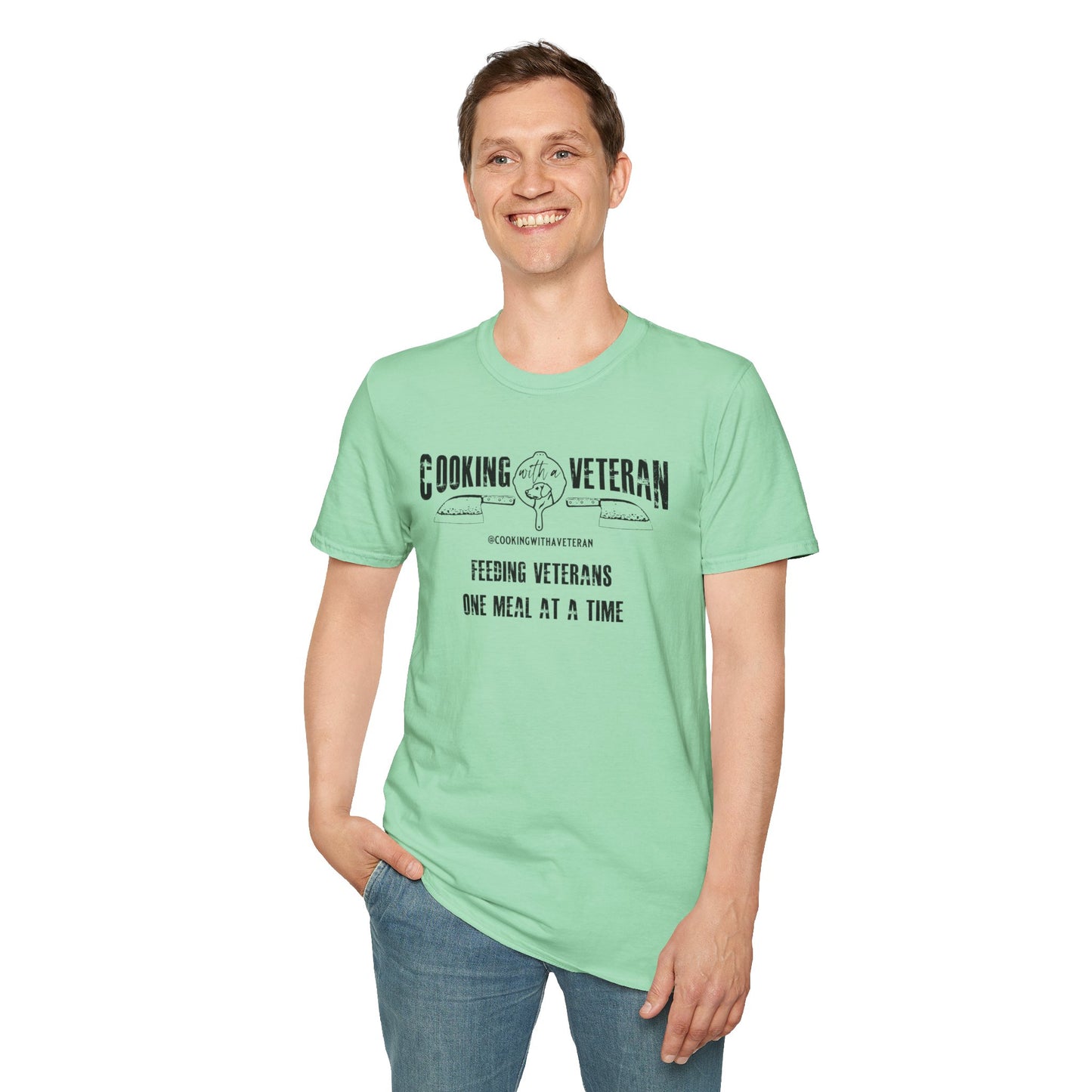 Cooking with a Veteran Black Logo Unisex Softstyle T-Shirt