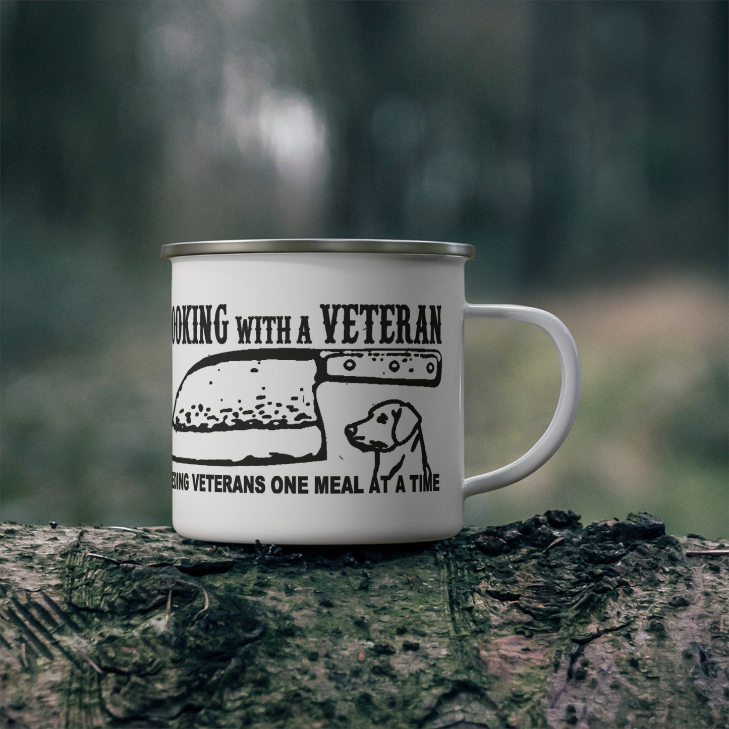 Cooking with a Veteran Enamel Camping Mug
