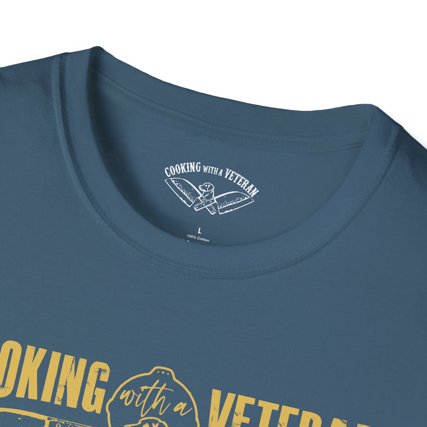 Cooking with a Veteran Gold Logo Unisex Softstyle T-Shirt