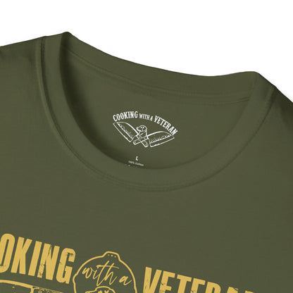 Cooking with a Veteran Gold Logo Unisex Softstyle T-Shirt