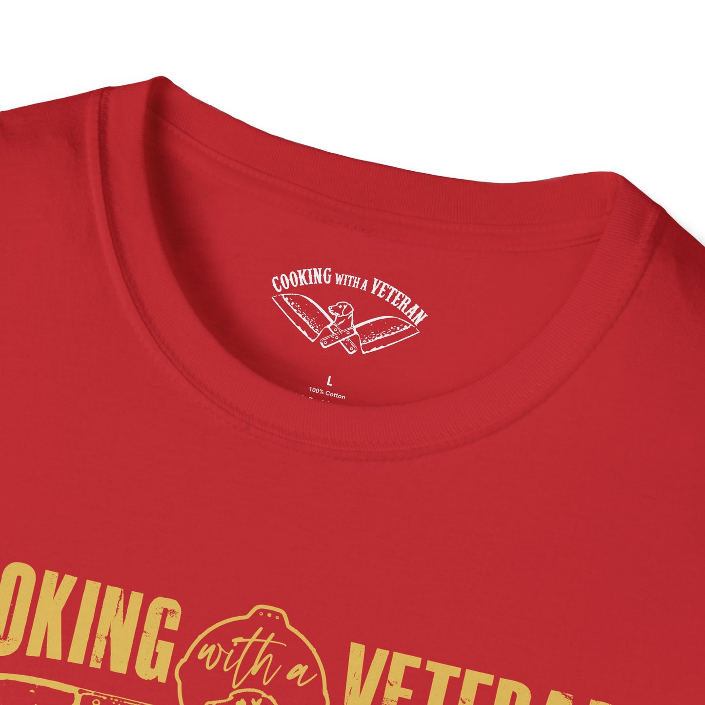 Cooking with a Veteran Gold Logo Unisex Softstyle T-Shirt