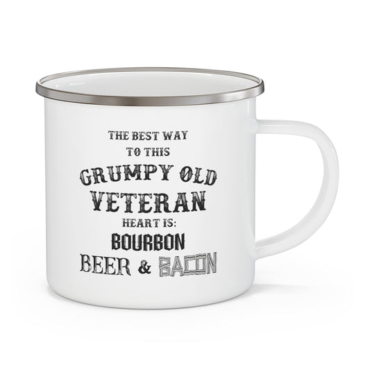 Grumpy Old Veteran Enamel Camping Mug