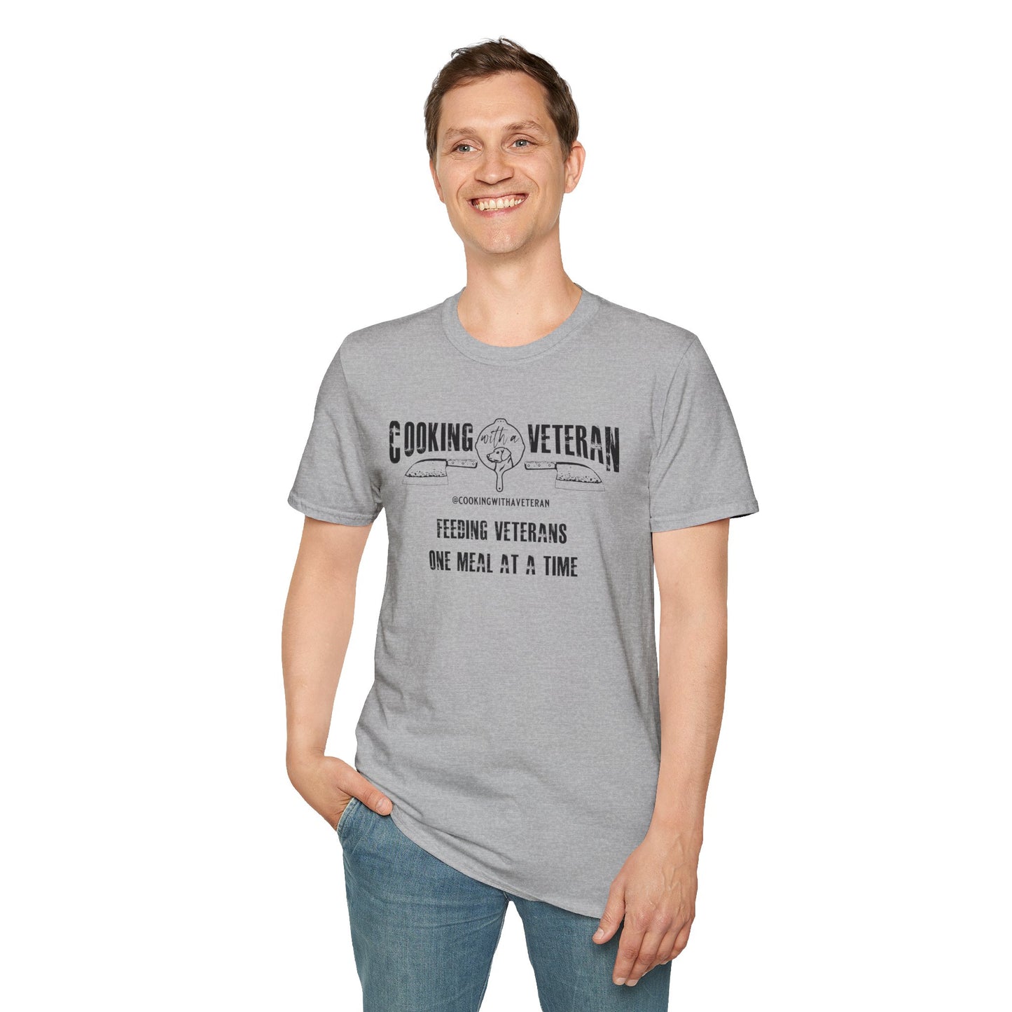 Cooking with a Veteran Black Logo Unisex Softstyle T-Shirt