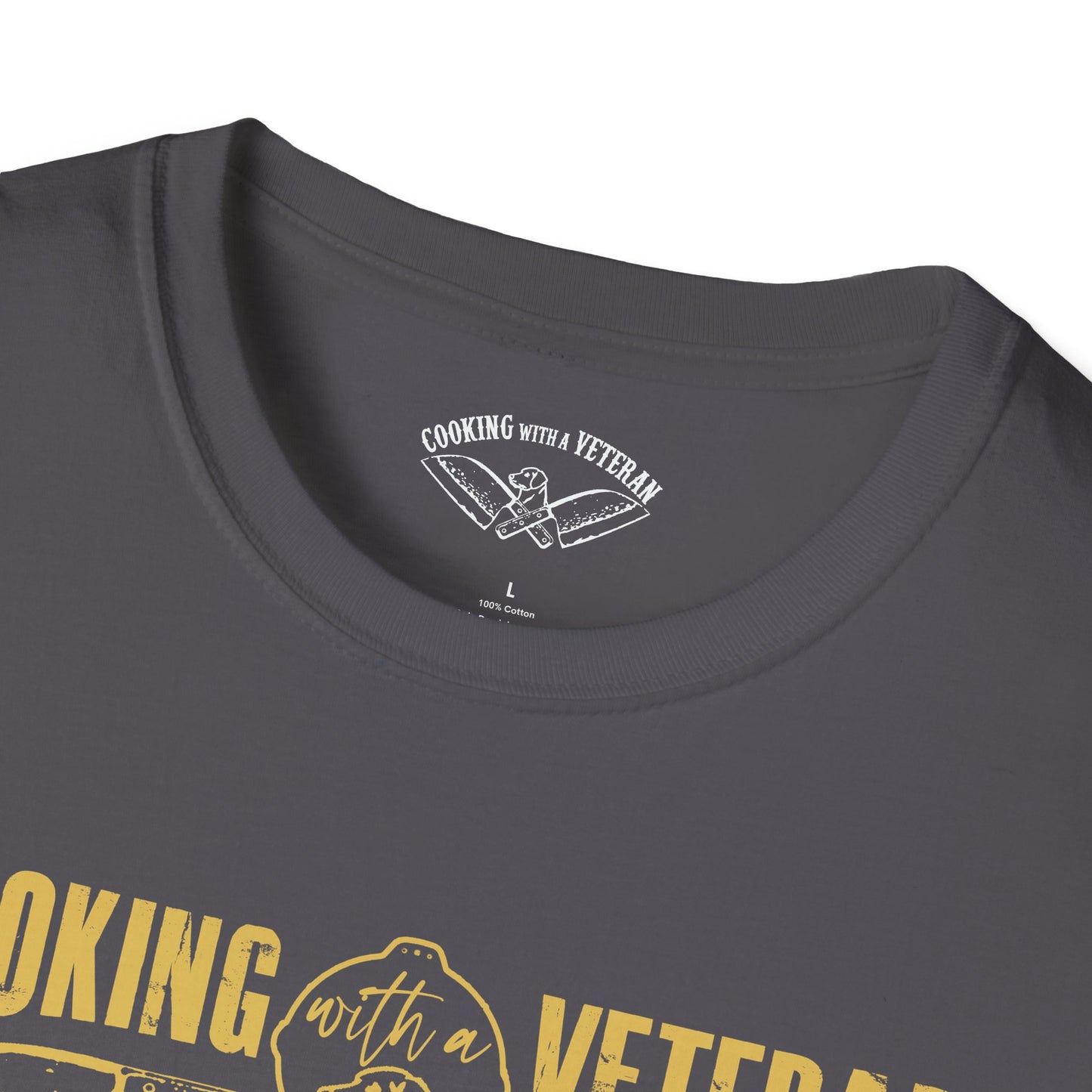 Cooking with a Veteran Gold Logo Unisex Softstyle T-Shirt